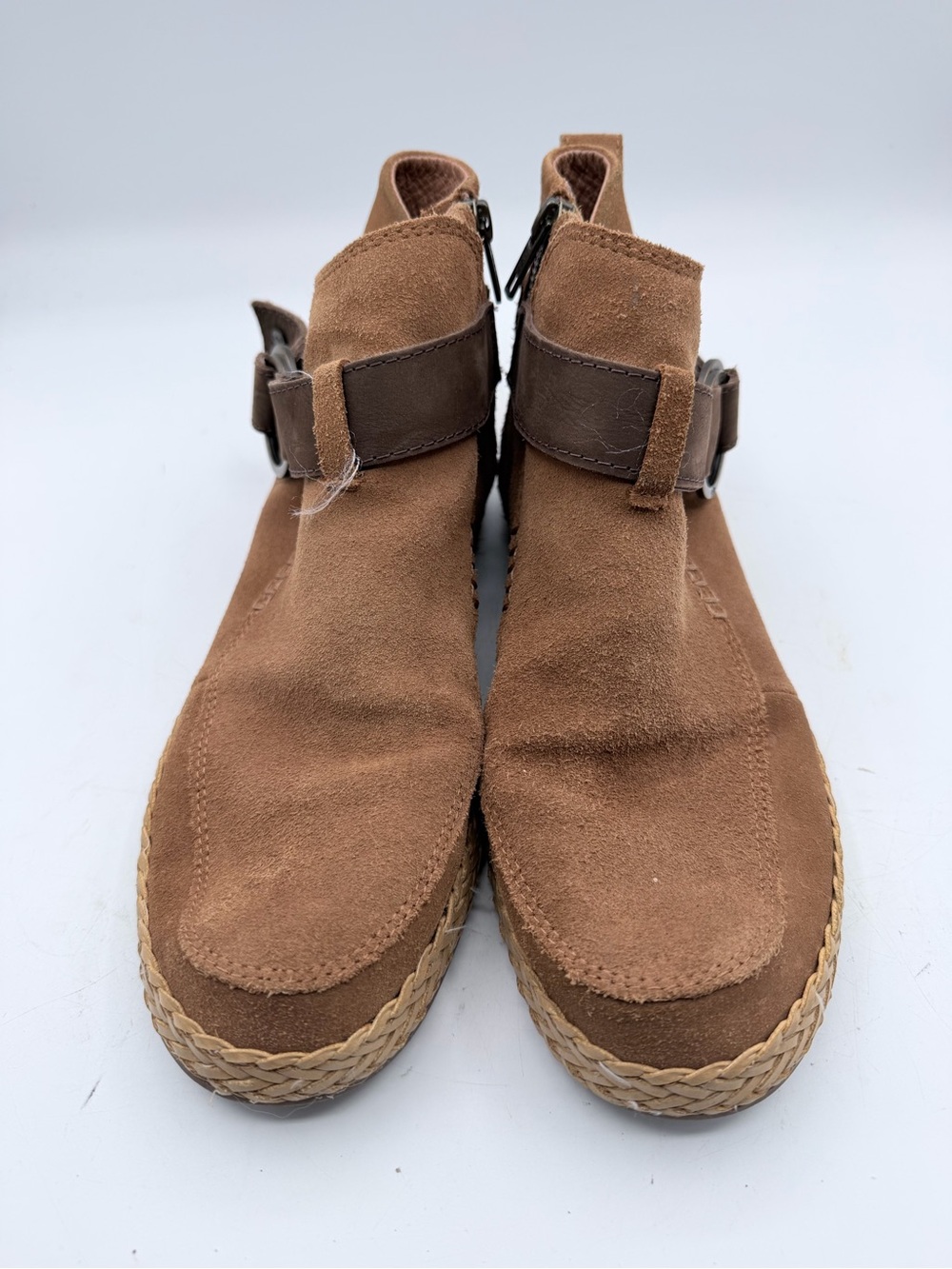 UGG Women Sloane Buckle Booties Suede Chestnut Tan Brown Moccasin Shoe Zipper  8